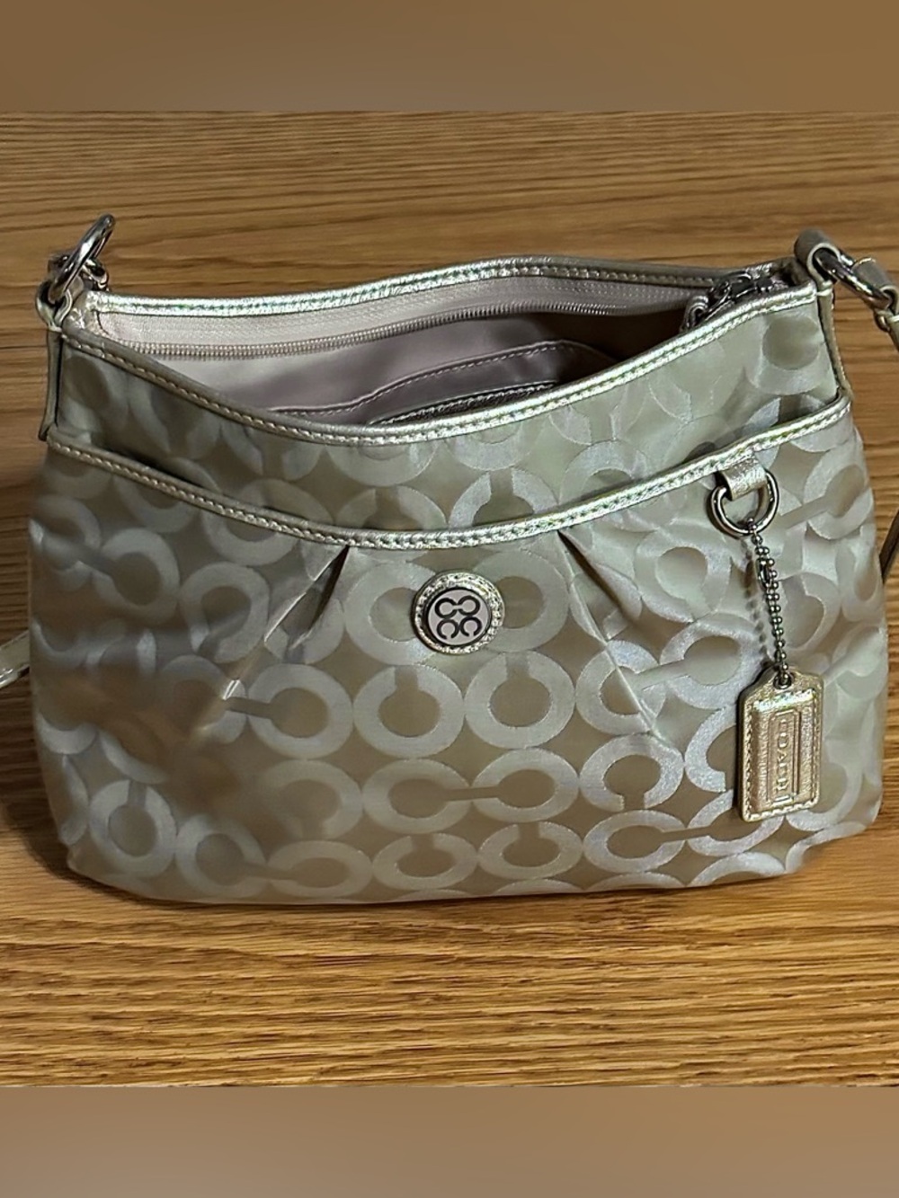 EUC Coach Satin Signature Small Shoulder Bag